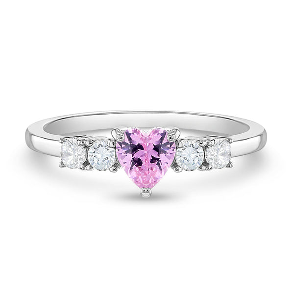 Heart Solitaire Birthstone Girls Ring