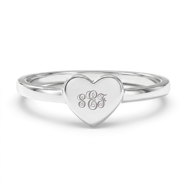 Personalized Monogram Heart Girls Ring