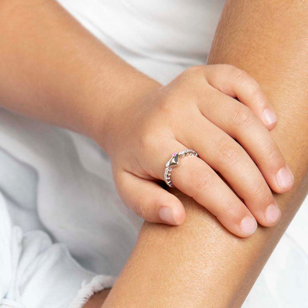 Heart & CZ Band Childrens Ring
