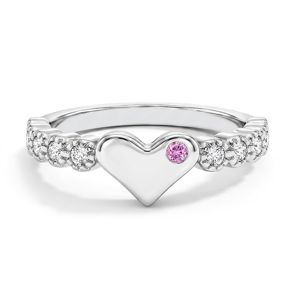 Heart & CZ Band Childrens Ring