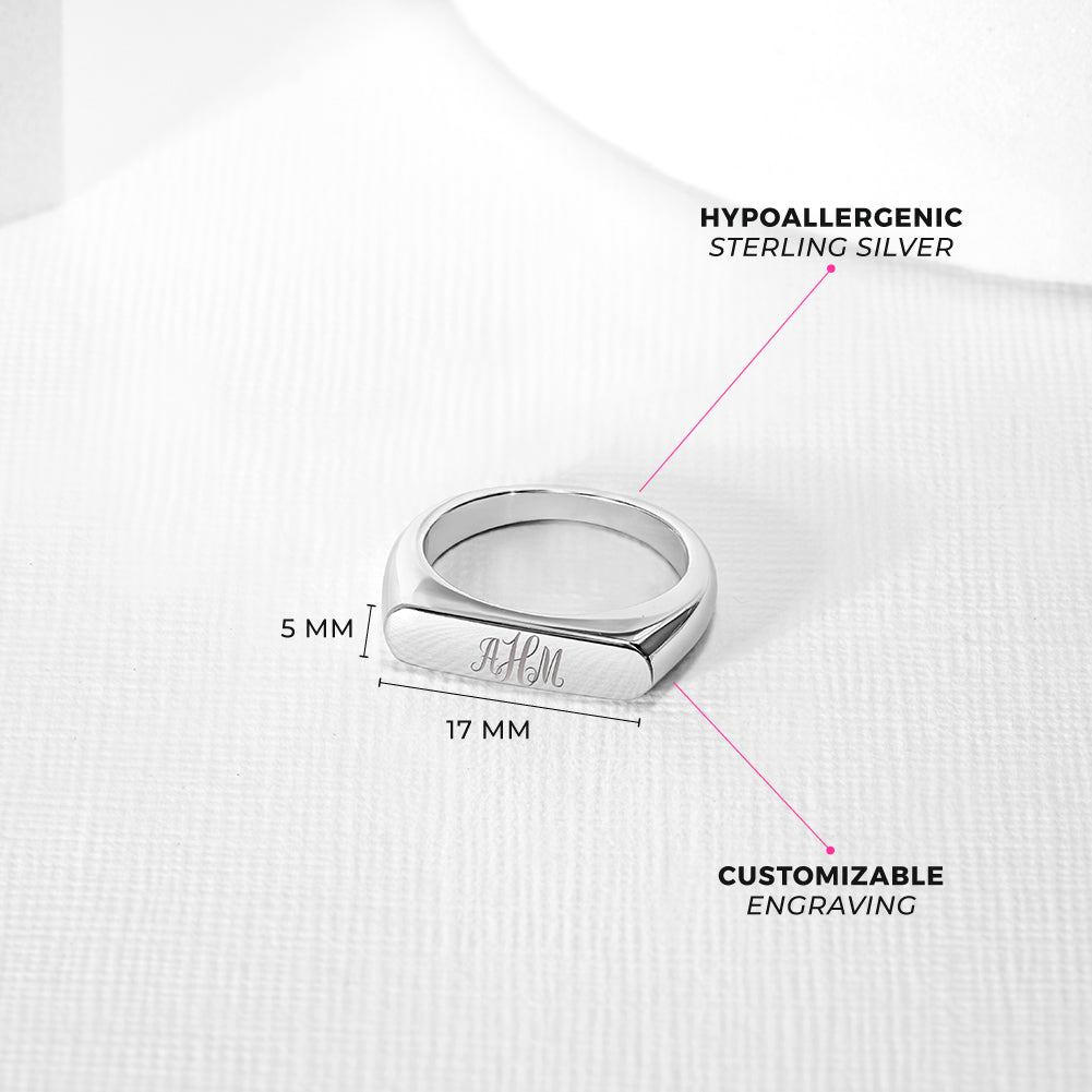 Thin Flat Signet Size 4-7 Kids / Teen Ring Engravable - Sterling Silve