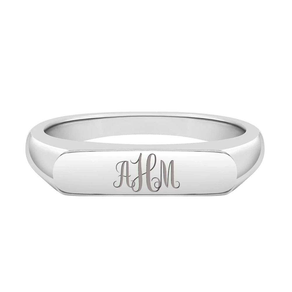Thin Flat Signet Size 4-7 Kids / Teen Ring Engravable - Sterling Silver