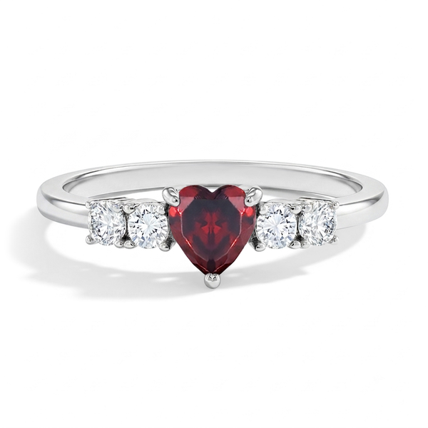 Heart Solitaire Birthstone Girls Ring