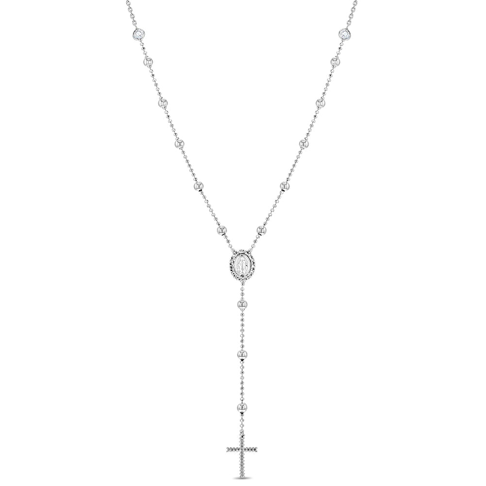 Ball Chain Rosary & Cross Toddler / Kids / Girls Pendant/Necklace Religious - Sterling Silver