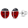 Classic Ladybug Baby / Toddler / Kids Earrings Screw Back Enamel - Sterling Silver
