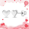 Classic Polished Heart Toddler / Kids Earrings Screw Back - Sterling Silver