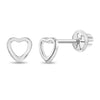 14k White Gold Tiny Open Heart Baby / Toddler / Kids Earrings Safety Screw Back