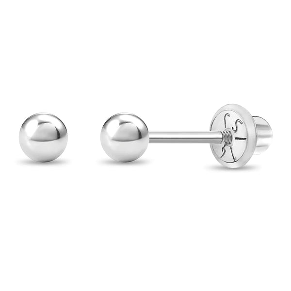 14k Classic Ball White Gold Earrings