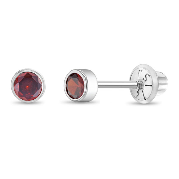 14k Bezel Cubic Zirconia Girls Earrings