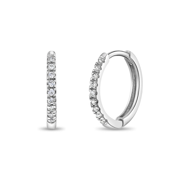 14k Clear CZ Encrusted Girl Hoop Earrings