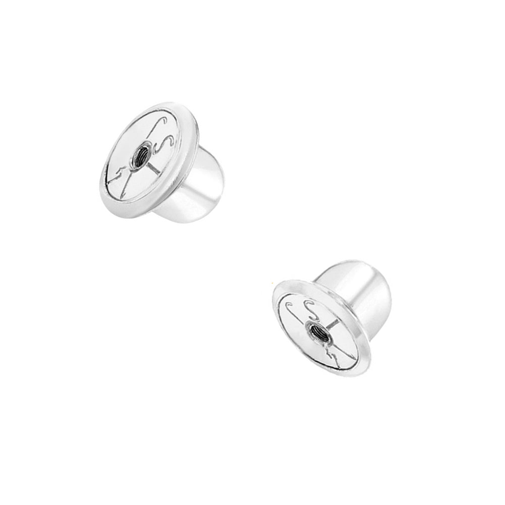  Two Earring Back Replacements, 14K Solid White Gold, Threaded  Push on-Screw Off, Quality Die Struck, Post Size .032