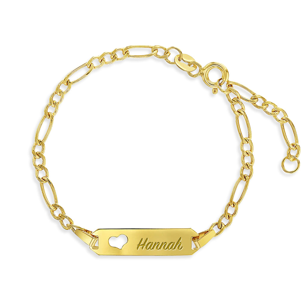 14K Gold Charm Bracelet, Design Your Own Baby/Children’s Link Chain Bracelet for Girls (Includes Diamond Initial) - 14K Gold