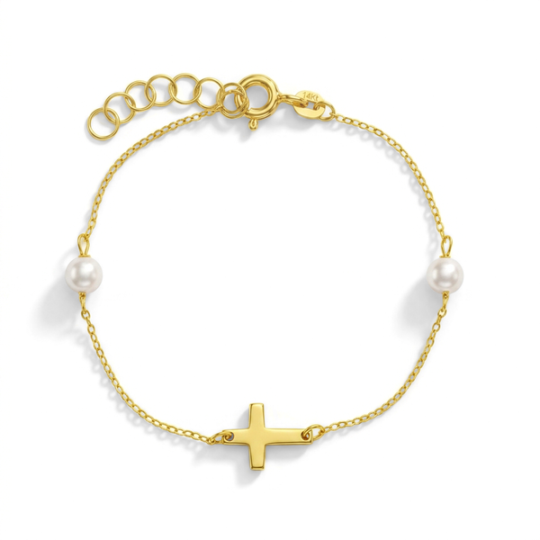 14k Polished Cross Toddler Bracelet