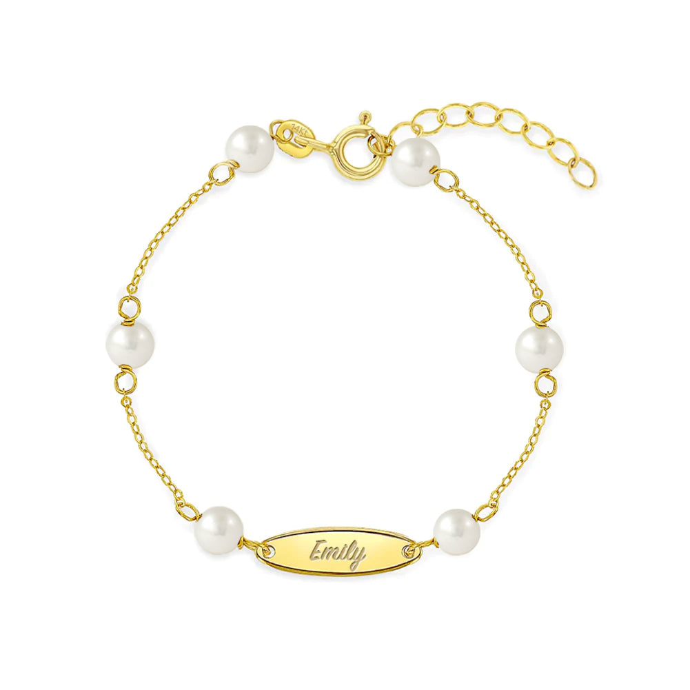 Classic Baby/Children's Engraved ID Bracelet for Girls - 14K Gold