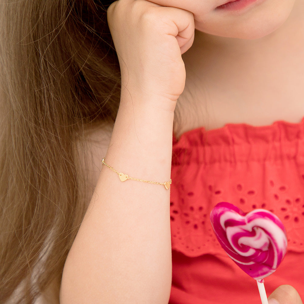 14k Solid Gold Baby Bracelet With Angel Charm / Adjustable 