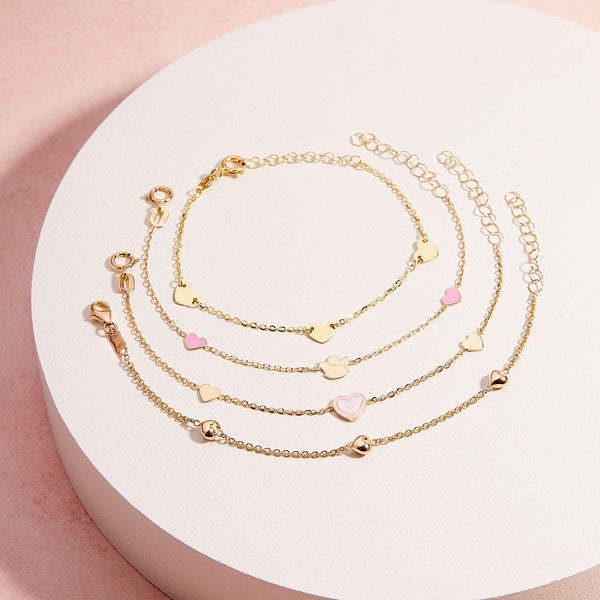 14k Loving Angel Heart Girls Bracelet