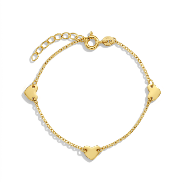 14k Polished Heart Charm Girls Bracelet