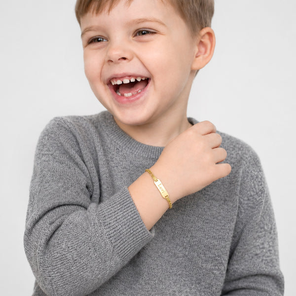 14k Engravable ID Figaro Boy's Bracelet