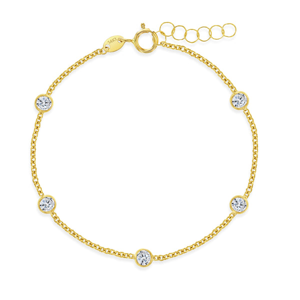 14k CZ Bezel Set Girls Bracelet