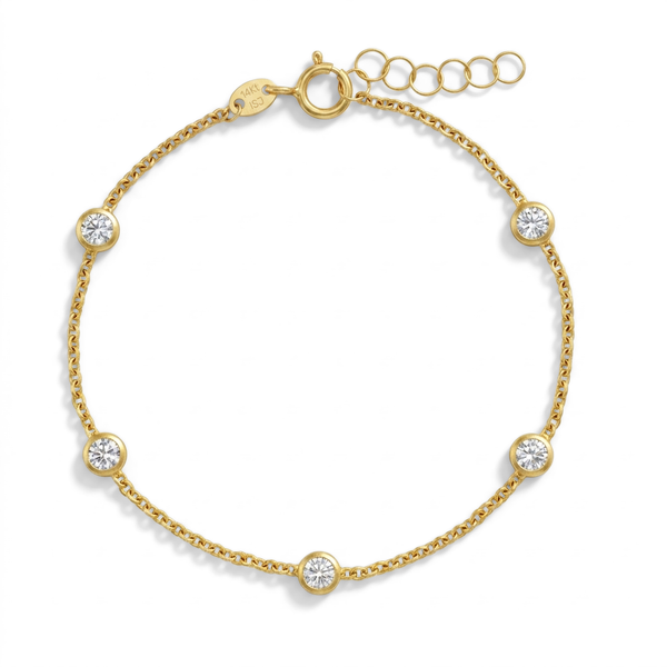 14k CZ Bezel Set Girls Bracelet