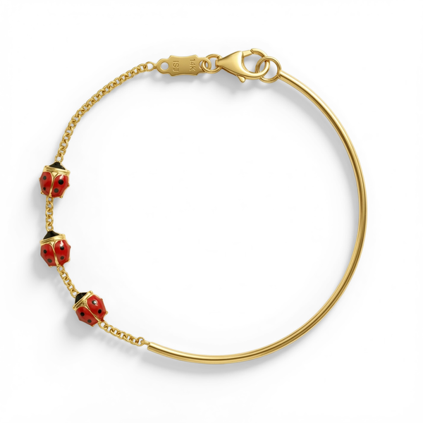 14k Enamel Ladybug Toddler Girls Bangle