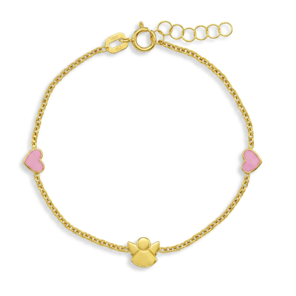 14k Loving Angel Heart Girls Bracelet