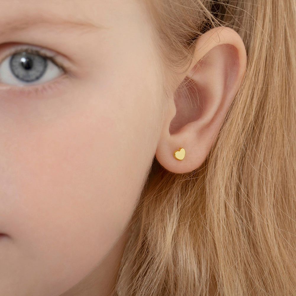 Girls' Polished Heart Screw Back 14K Gold Earrings - in Season Jewelry