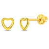 14k Gold Tiny Open Heart Baby / Toddler / Kids Earrings Safety Screw Back