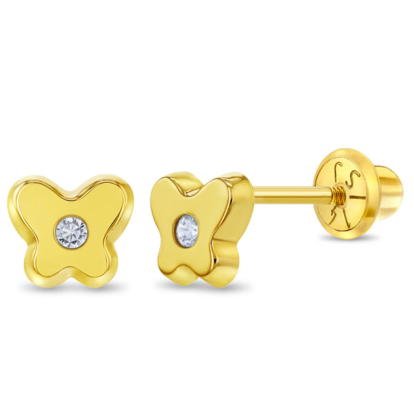 14k CZ Butterfly Girls Earrings