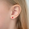 14k Gold Summer Strawberry Baby / Toddler / Kids Earrings Safety Screw Back Enamel