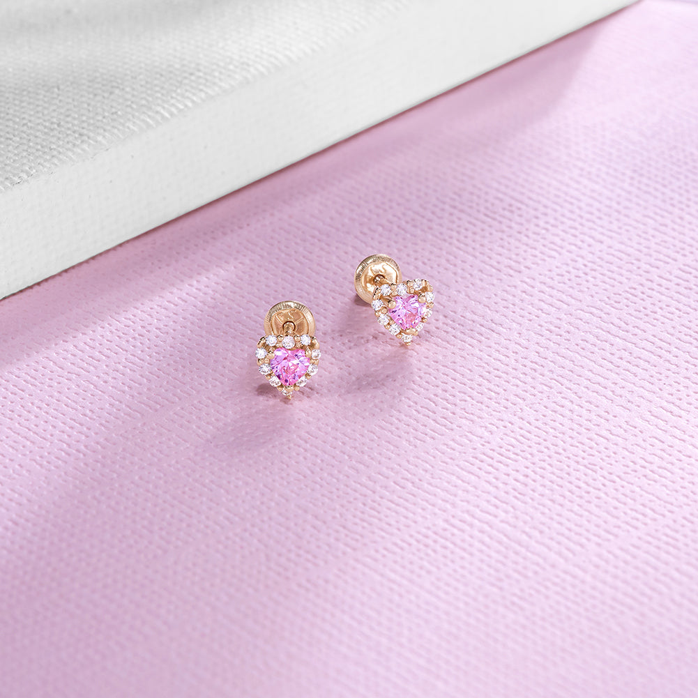 Girls' Classic Solitaire Screw Back 14k Gold Earrings - Clear - In Season  Jewelry