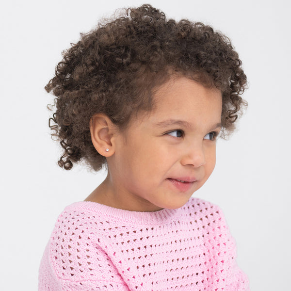14k Tiny Bezel CZ Toddler Earrings