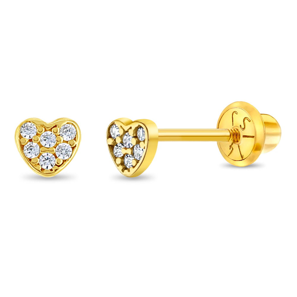 Girls' Petitel Open Heart Screw Back 14k Gold Earrings - In Season Jewelry