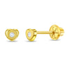 14k Gold Teenie Tiny CZ Heart 3mm Baby / Toddler / Kids Earrings Safety Screw Back