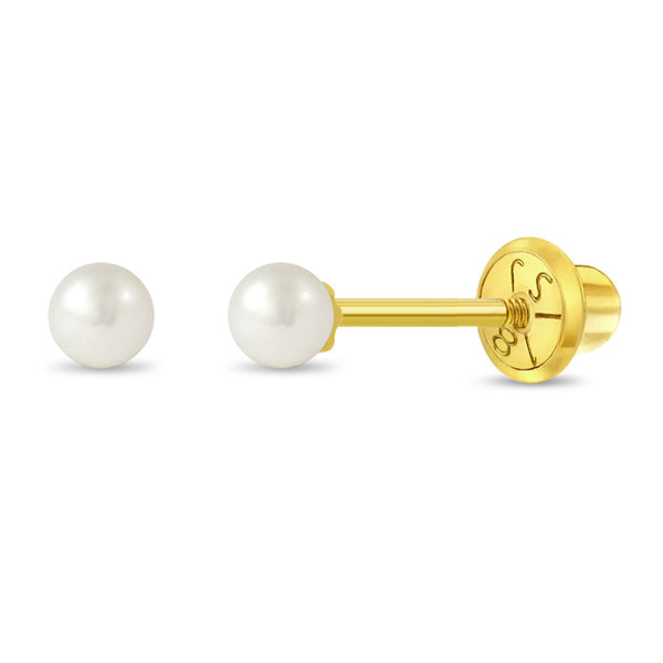 18k Classic Freshwater Cultured Pearl Girl Earrings