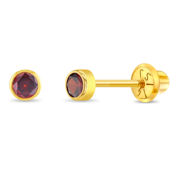 14k Tiny CZ Birthstone Toddler Earrings