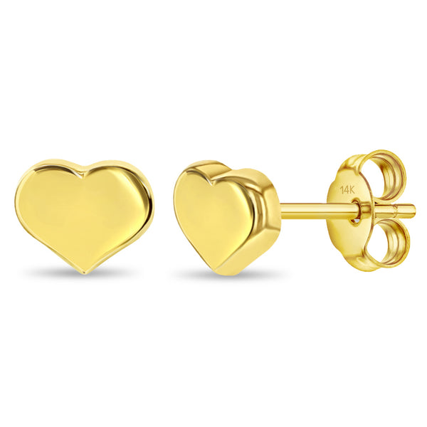 14k TIny Puffed Heart Children's Earrings