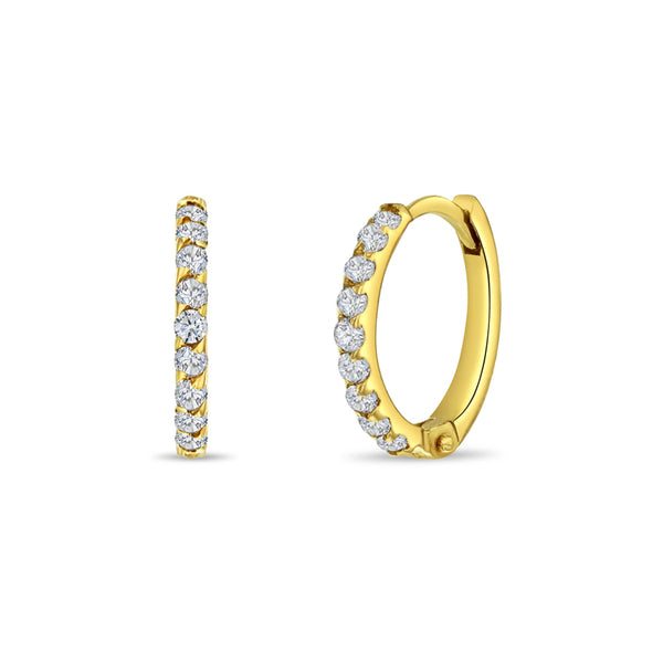 14k Pave Classic Women's Hoop Earrings