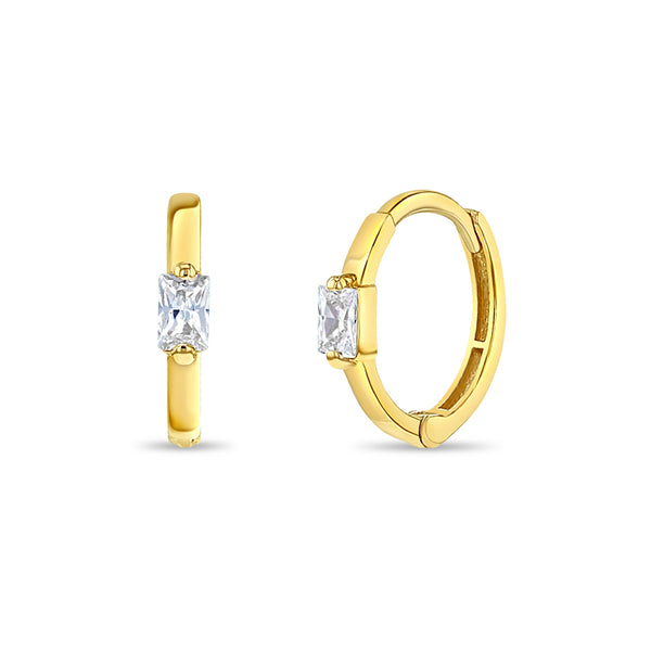 14k Baguette Women's Hoop Earrings