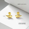 14k Gold Angel Wings Girls / Teen Earrings Safety Screw Back