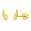 14k Gold Angel Wings Girls / Teen Earrings Safety Screw Back