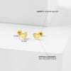 14k Gold Sweet Heart Encrusted Clear Toddler / Kids / Girls Earrings Safety Screw Back