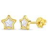 14k Gold Mother of Pearl Star Toddler / Kids / Girls Earrings Safety Screw Back