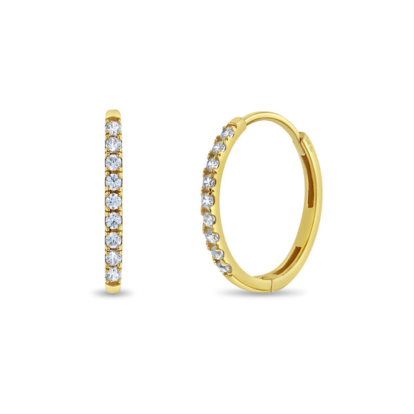 14k Clear CZ Encrusted Girl Hoop Earrings