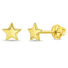 14k Gold Puffed Star Toddler / Kids / Girls Earrings Safety Screw Back