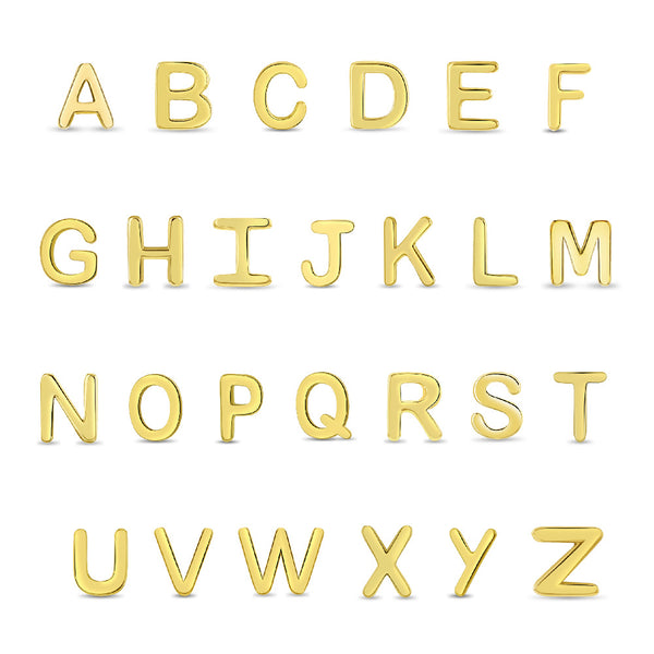 14k Itsy Bitsy Initial Letter Girl Earrings