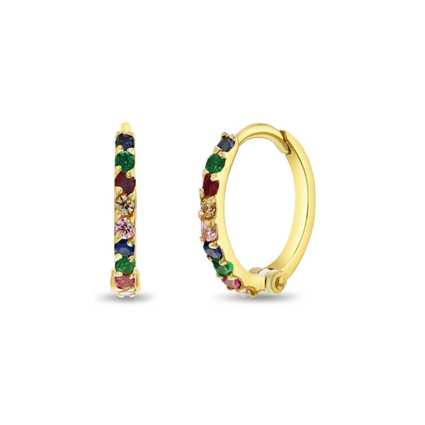 14k Vibrant Pave Women's Hoop Earrings