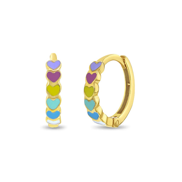 14k Multicolored Heart Cascade Kids Earrings