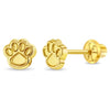 14k Gold Dog Paw Baby / Toddler / Kids Earrings Safety Screw Back