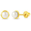 18k Gold Formal Freshwater Pearl 6mm Kids / Children's / Girls Earrings Safety Screw Back